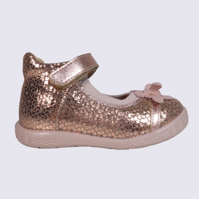 Ballerines Fille Babybotte En Cuir Brillant Rose Clair