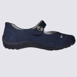 Ballerines Waldlaufer, Ballerines Ă Brides Femme En Cuir Velours Bleu Marine Mate