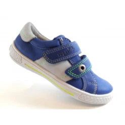 Superfit Basket Sportive Garçon En Cuir Bleu Et Gris