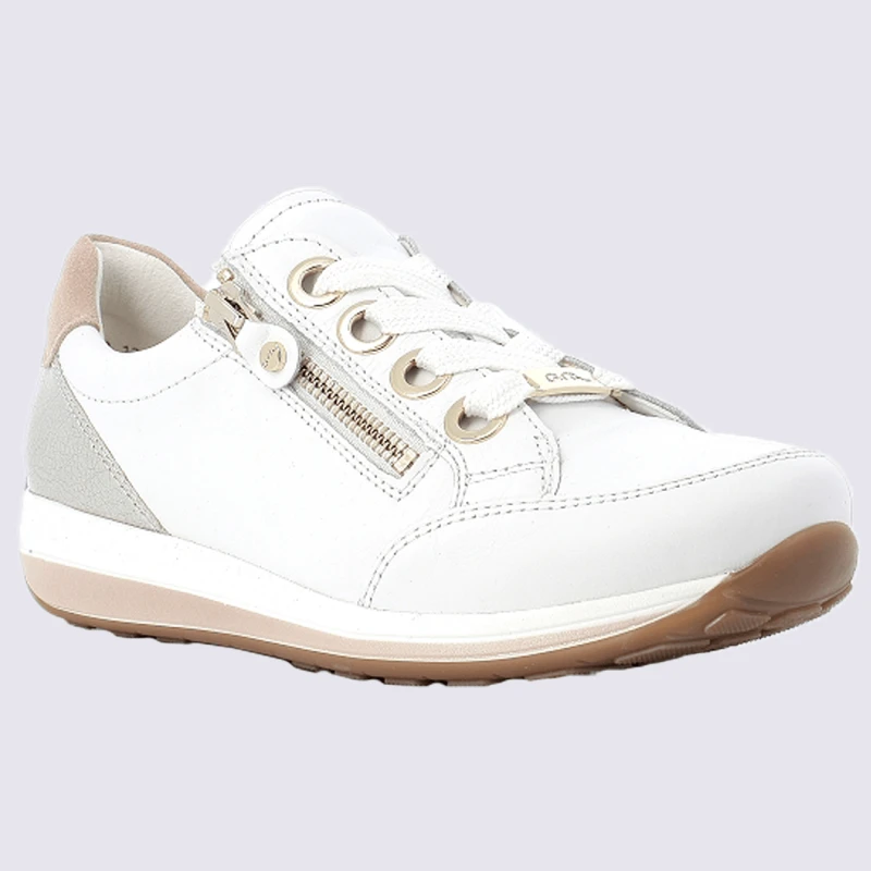 Baskets Ara, Baskets à Zip Tendance Femme En Cuir Blanc – Image 2
