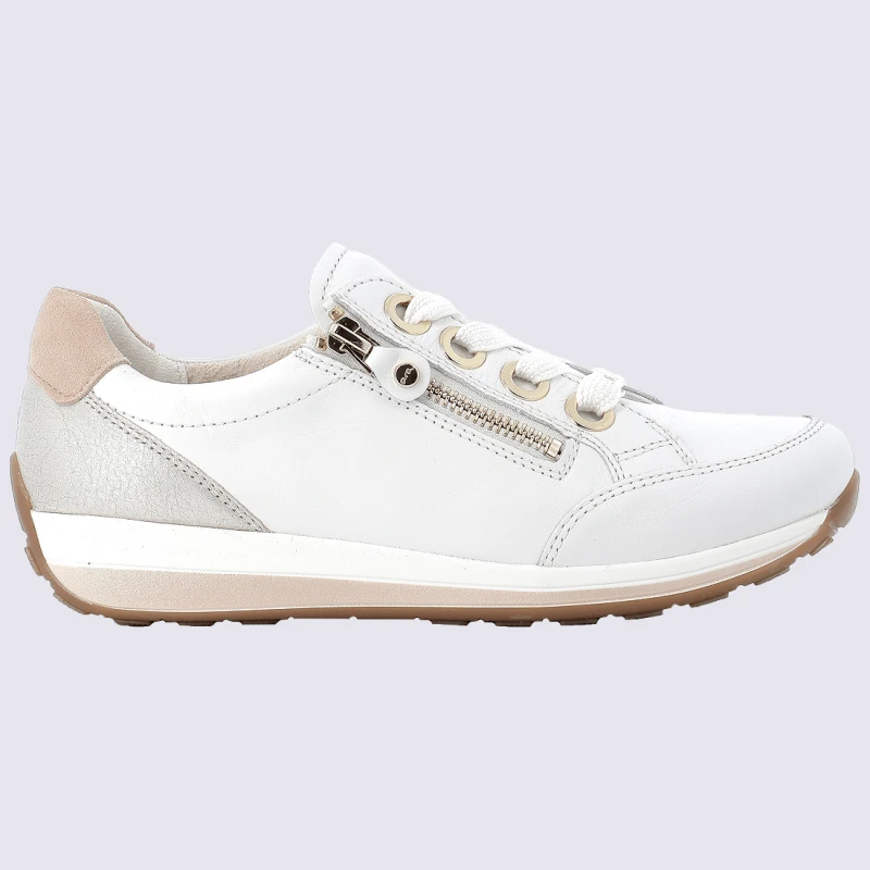 Baskets Ara, Baskets Ă Zip Tendance Femme En Cuir Blanc