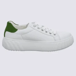 Baskets Ara, Baskets Monaco Femme En Cuir Blanc Et Vert