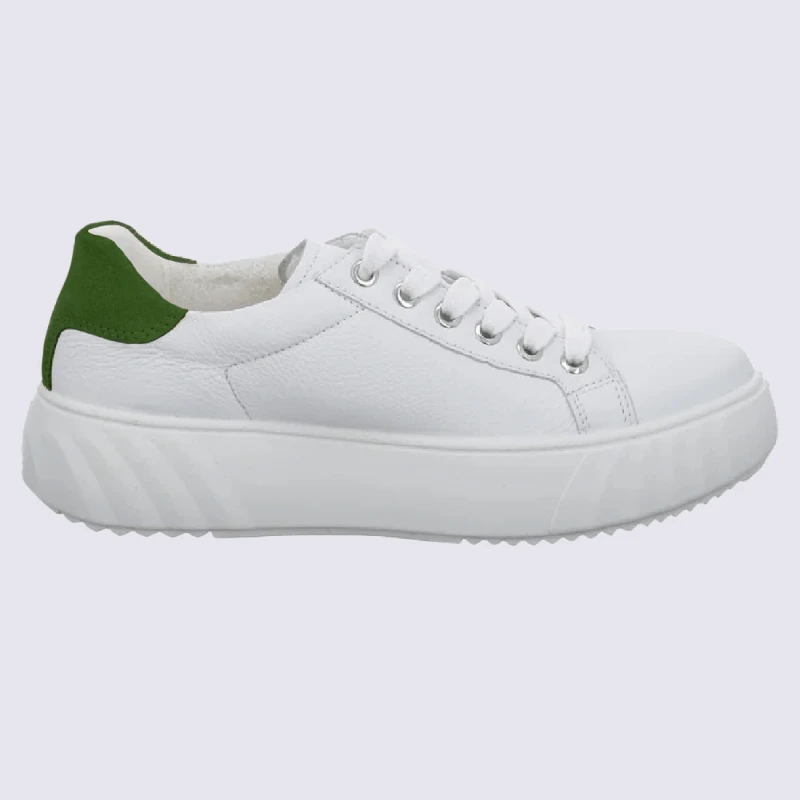 Baskets Ara, Baskets Monaco Femme En Cuir Blanc Et Vert