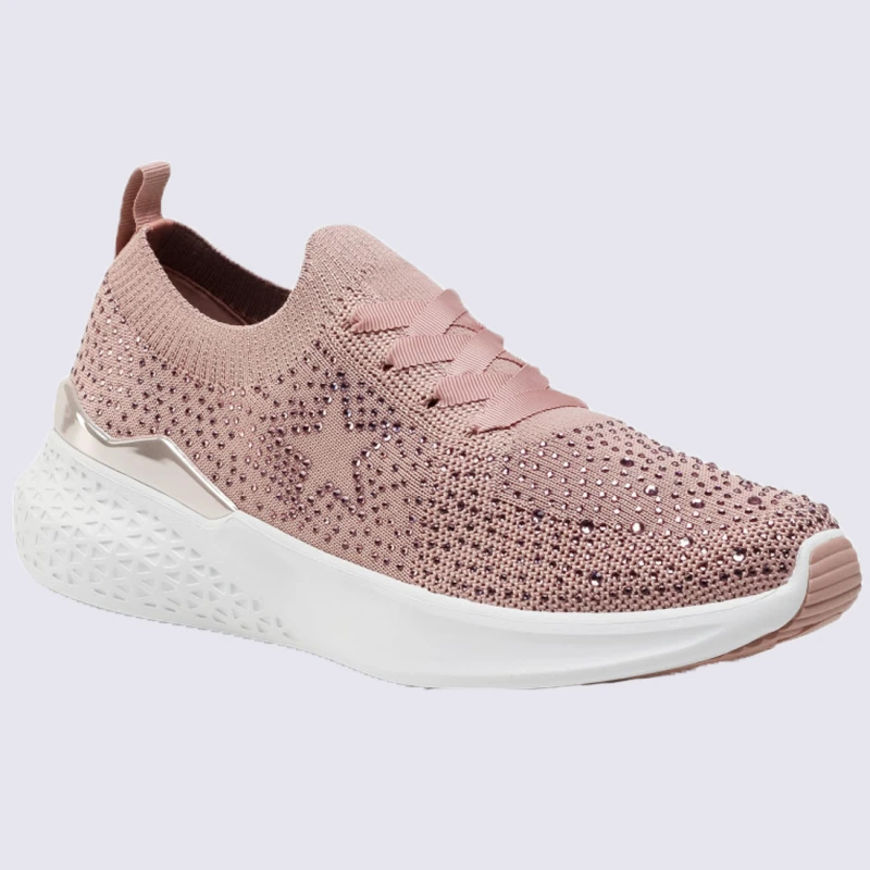 Baskets Ara, Baskets Tricotées à Strass Femme En Textile Rose Poudre – Image 2