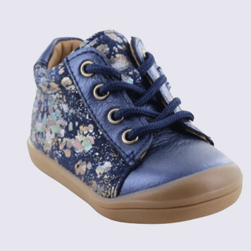 Baskets Bellamy, Baskets à Faux Lacets Fille Motif Tache En Textile Bleu Marine – Image 2