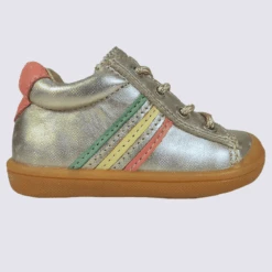 Baskets Bellamy, Baskets à Lacets Et Zip Bandes Colorées Filles En Cuir Or Rose