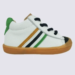 Baskets Bellamy, Baskets à Lacets Et Zip Bandes Colorées Garçons En Cuir Marine Blanc