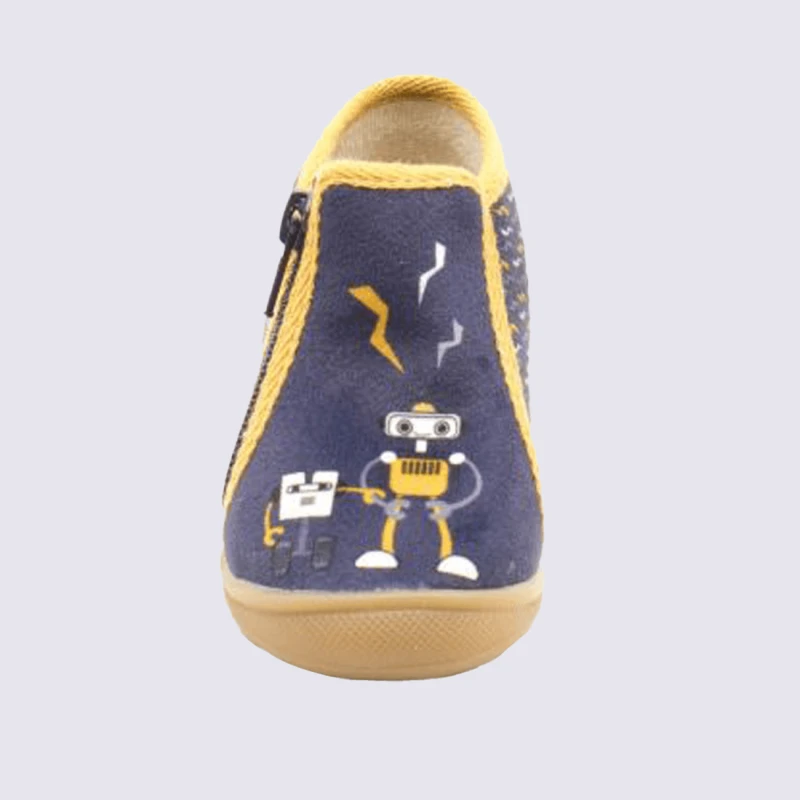 Baskets Bellamy, Baskets à Lacets Et Zip Bi-textures Pour Garçons Motif Robot En Textile Marine – Image 2