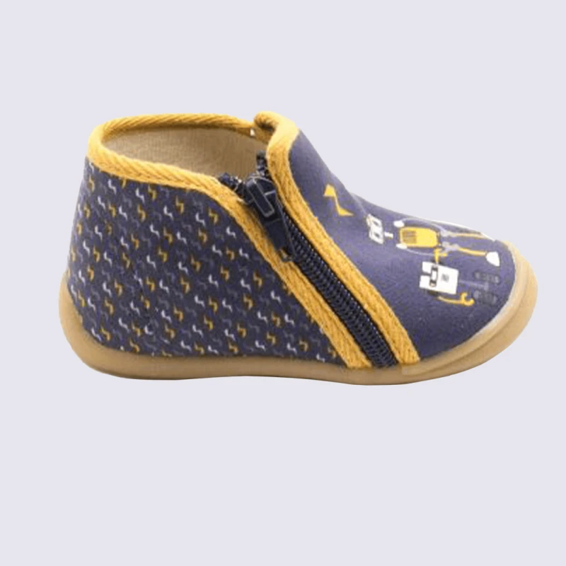 Baskets Bellamy, Baskets à Lacets Et Zip Bi-textures Pour Garçons Motif Robot En Textile Marine