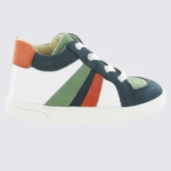 Baskets Bellamy, Baskets à Lacets Et Zip Garçons En Cuir Marine Vert Blanc