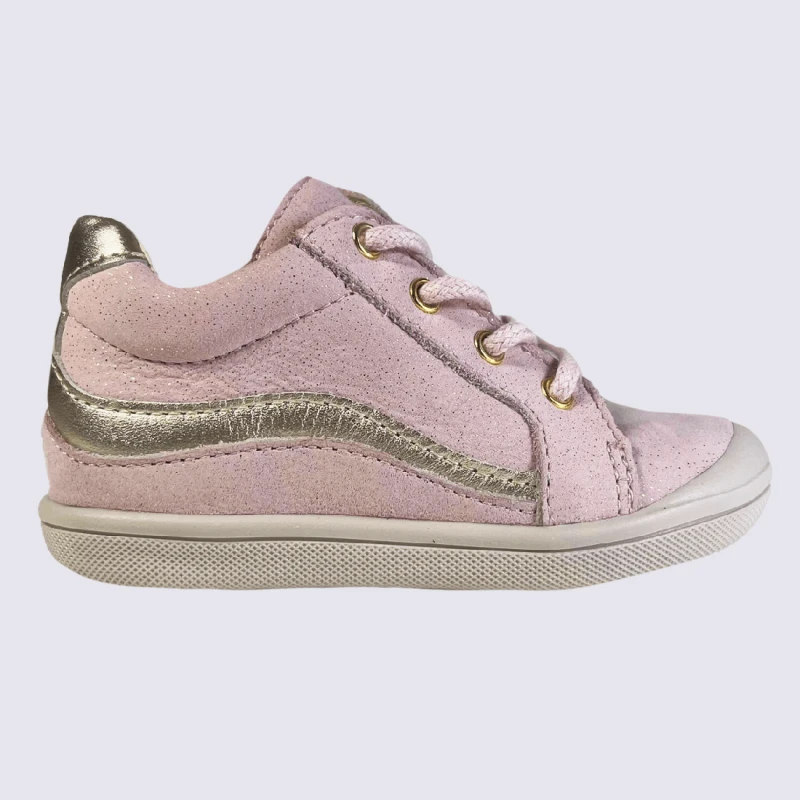 Baskets Bellamy, Baskets à Lacets Et Zip Pour Filles En Cuir Paillettes Dorées