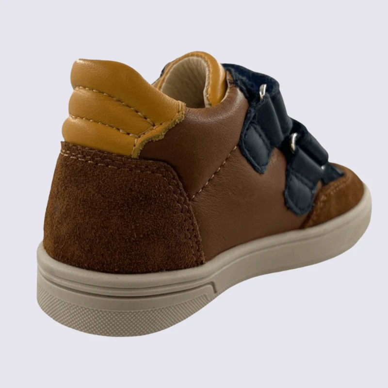 Baskets Bellamy, Baskets à Scratch En Cuir Avec Empiècement En Daim Camel Marine – Image 5