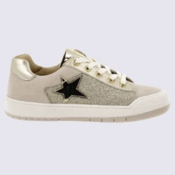 Baskets Bellamy, Baskets Tendances Motif étoile Doré Fille Beige