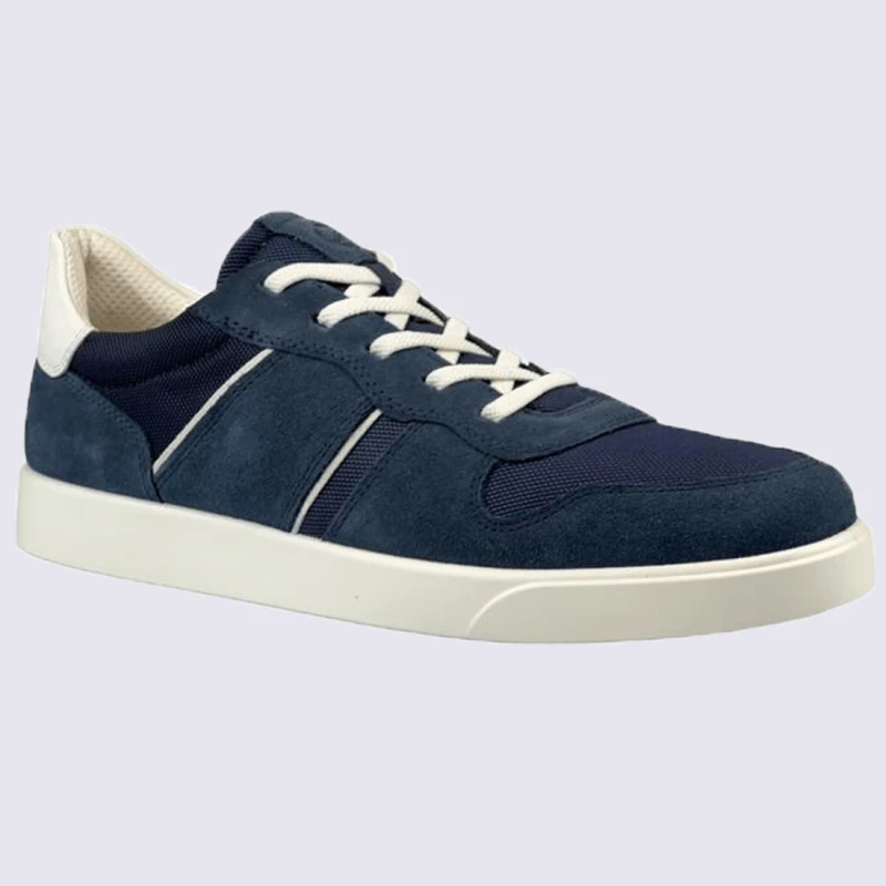 Baskets Ecco, Baskets Basses Pour Homme En Cuir Nubuck Bleu – Image 2