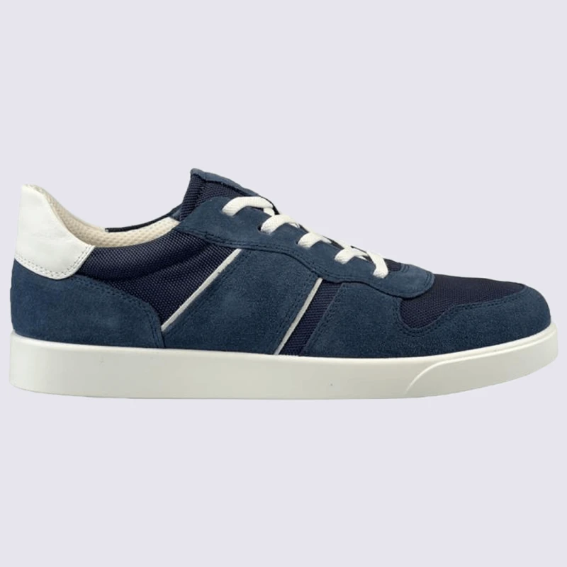 Baskets Ecco, Baskets Basses Pour Homme En Cuir Nubuck Bleu