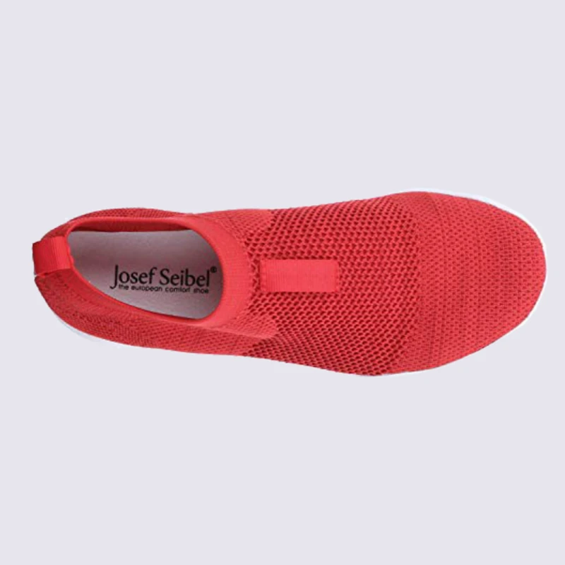 Baskets Josef Seibel, Baskets Slip-on Confortables Femme En Textile Rouge – Image 3