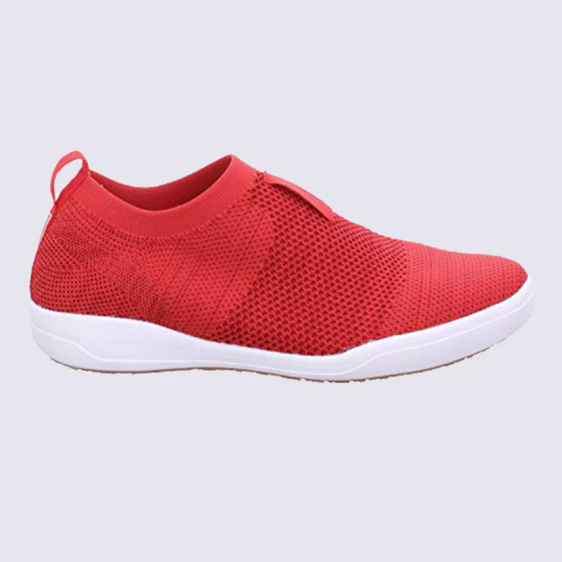Baskets Josef Seibel, Baskets Slip-on Confortables Femme En Textile Rouge