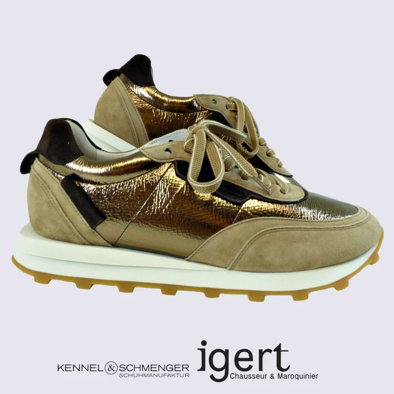 Baskets K&S, Baskets Tendances Au Design Rétro Femme En Cuir D'agneau Moka – Image 2