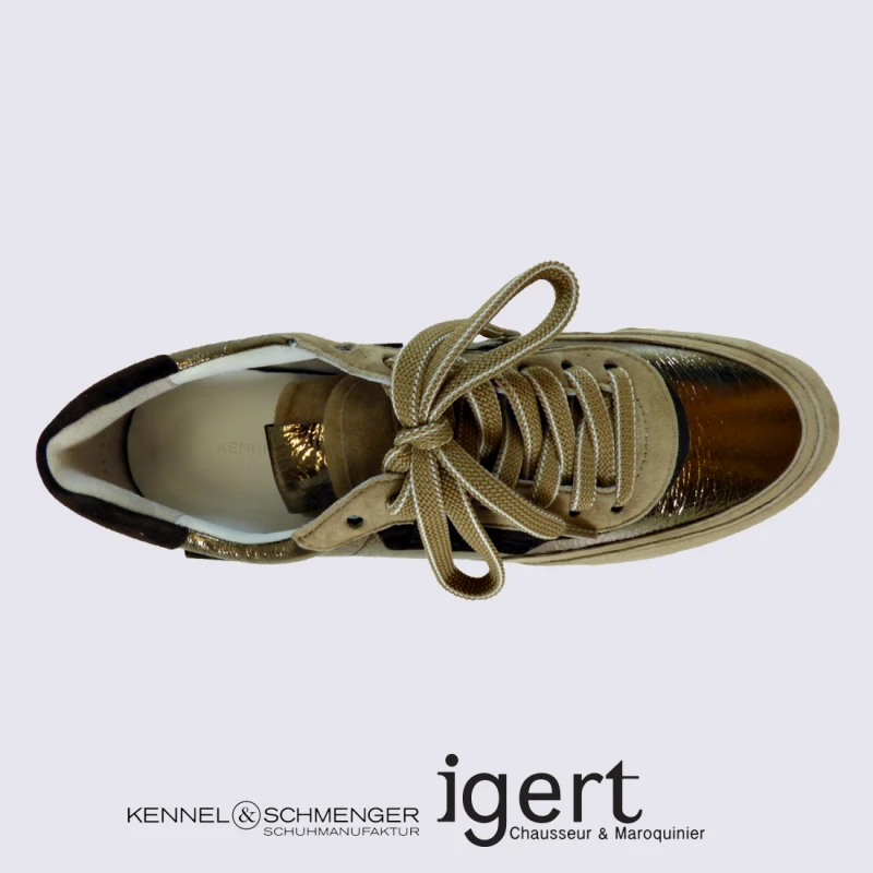 Baskets K&S, Baskets Tendances Au Design Rétro Femme En Cuir D'agneau Moka – Image 3