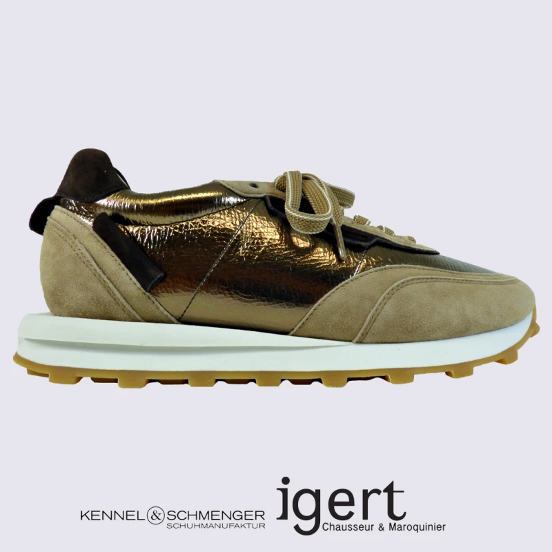 Baskets K&S, Baskets Tendances Au Design Rétro Femme En Cuir D'agneau Moka