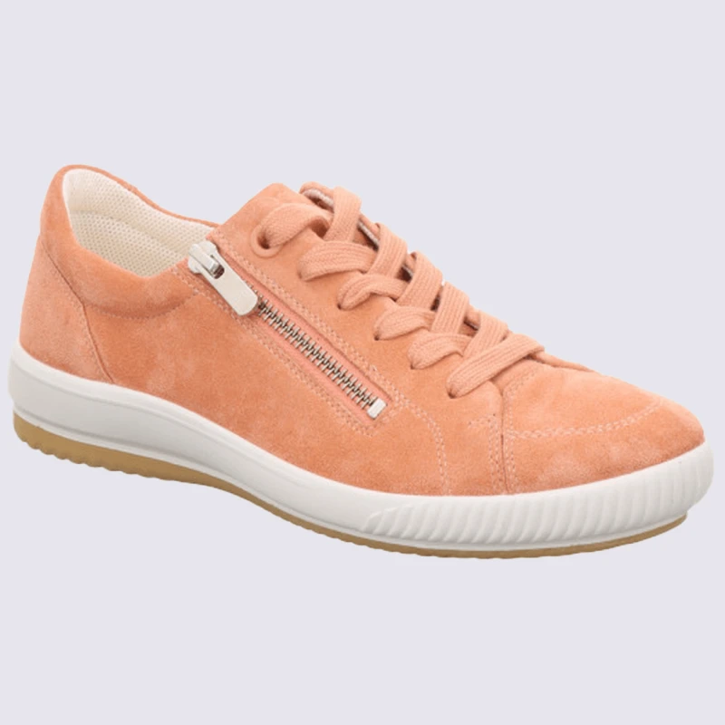 Baskets Legero, Baskets Basses Femme En Cuir Nubuck Velours PĂȘche