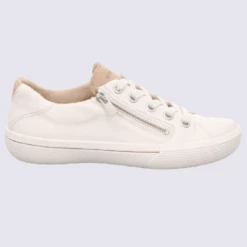 Baskets Legero, Baskets Basses Plates Ă Zip Femme En Cuir Blanc