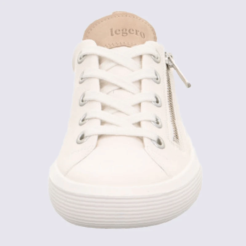 Baskets Legero, Baskets Basses Plates à Zip Femme En Cuir Blanc – Image 3