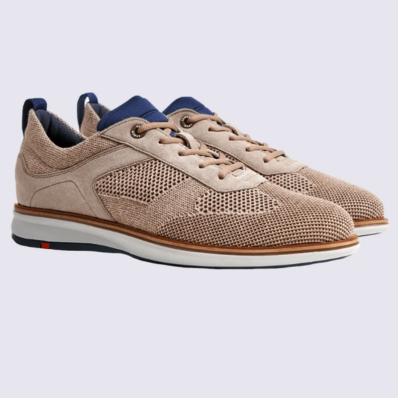 Baskets Lloyd, Baskets Chic Homme En Textile Et Cuir Sable – Image 2