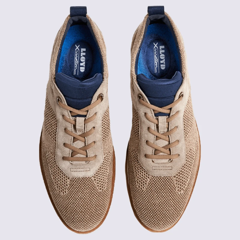 Baskets Lloyd, Baskets Chic Homme En Textile Et Cuir Sable – Image 3