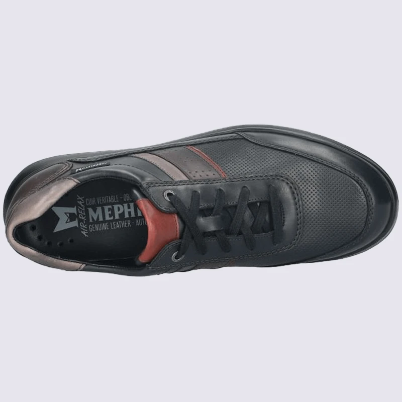 Baskets Mephisto, Baskets à Lacets Homme En Cuir Noir – Image 3