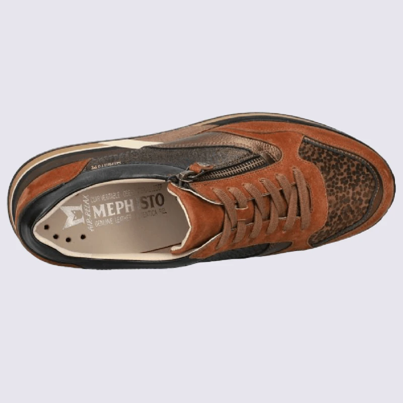 Baskets Mephisto, Baskets à Talons Compensés Femme En Cuir Velours Marron – Image 2