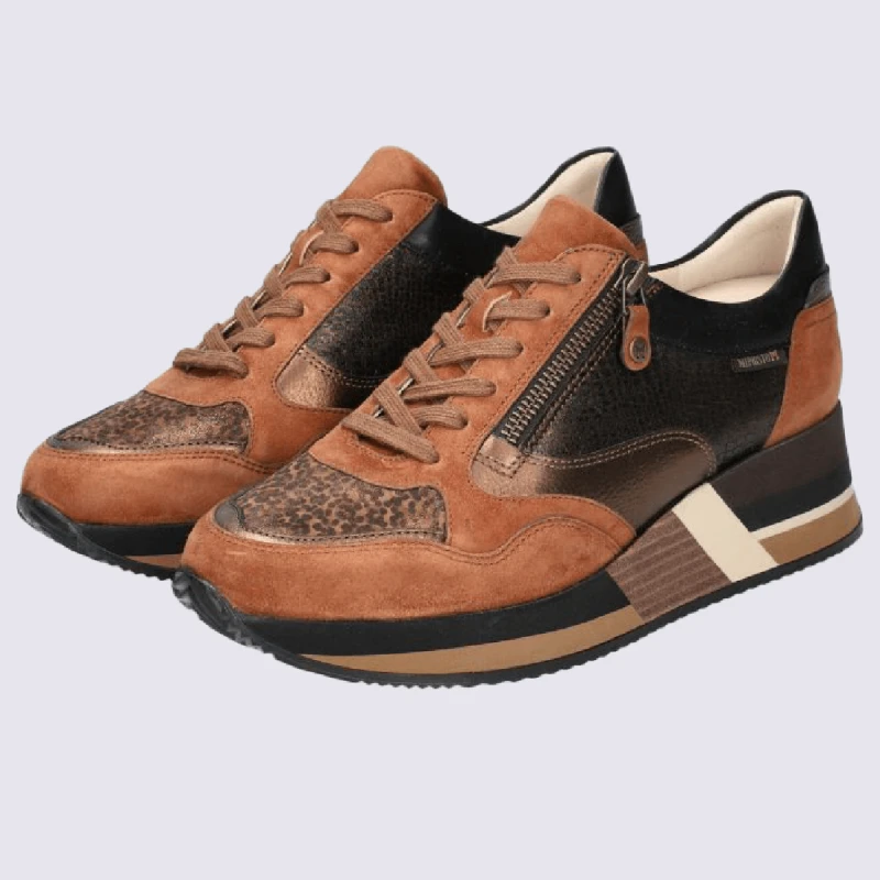 Baskets Mephisto, Baskets à Talons Compensés Femme En Cuir Velours Marron – Image 3