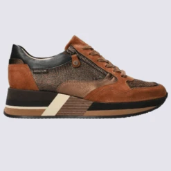 Baskets Mephisto, Baskets à Talons Compensés Femme En Cuir Velours Marron