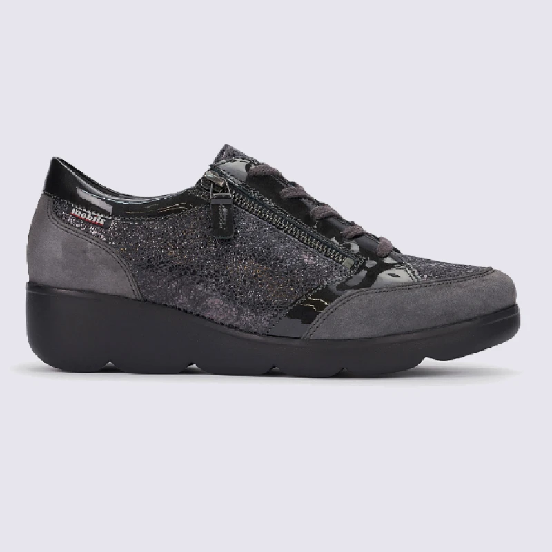 Baskets Mephisto, Baskets Ă Zip Femme En Cuir Gris