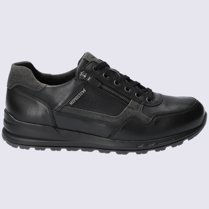 Baskets Mephisto, Baskets Basses Confort Homme En Cuir Lisse Noir