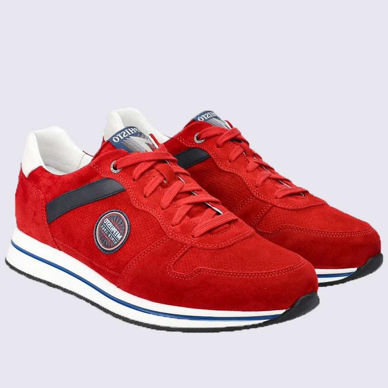 Baskets Mephisto, Baskets Basses Confort Homme En Cuir Velours Rouge – Image 2