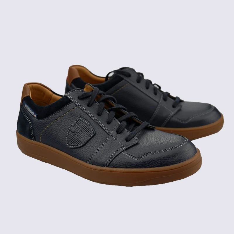 Baskets Mephisto, Baskets Basses Homme En Daim Et Cuir Navy – Image 2