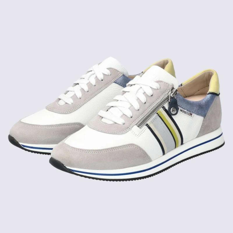 Baskets Mephisto, Baskets Zippée Femme En Cuir Velours Gris Clair – Image 2