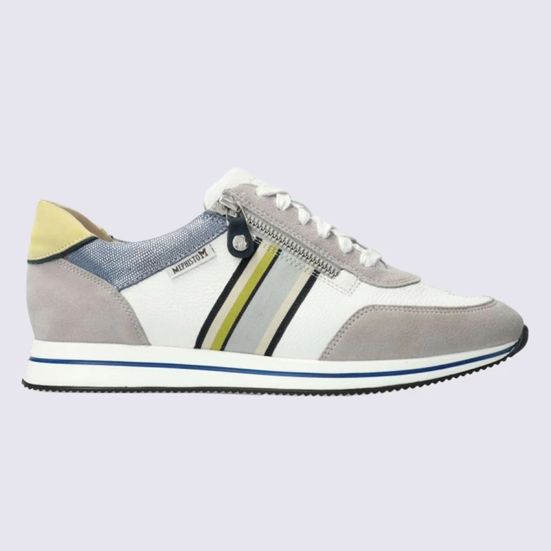 Baskets Mephisto, Baskets Zippée Femme En Cuir Velours Gris Clair