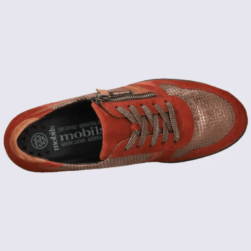 Baskets Mobils, Baskets Compensées Femme En Cuir Rouge/orange – Image 3