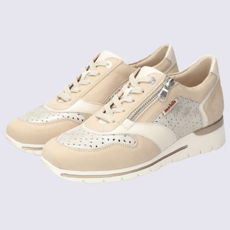 Baskets Mobils, Baskets élégantes Femme En Cuir Nubuck Beige/nude – Image 2