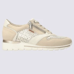 Baskets Mobils, Baskets élégantes Femme En Cuir Nubuck Beige/nude