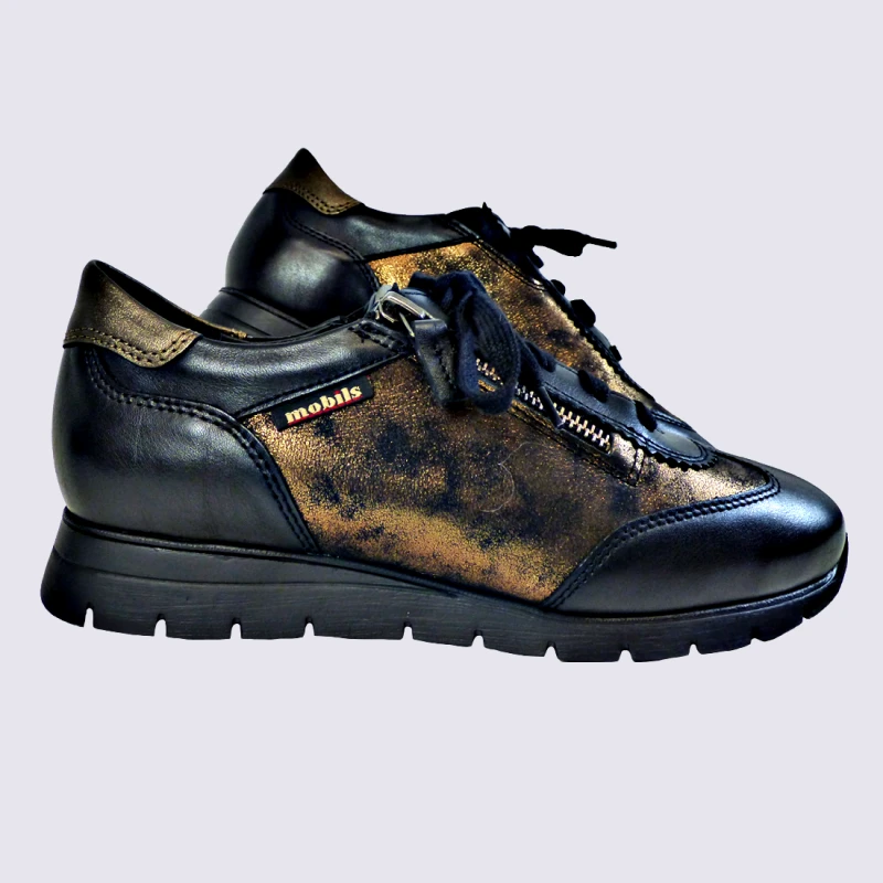 Baskets Mobils, Baskets Tendances Femme En Cuir Noir – Image 2