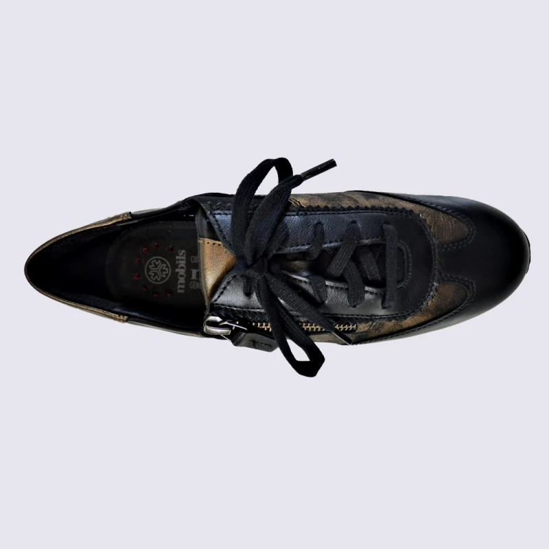 Baskets Mobils, Baskets Tendances Femme En Cuir Noir – Image 3