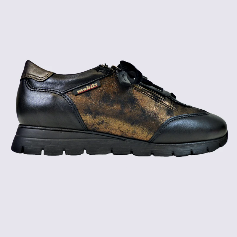 Baskets Mobils, Baskets Tendances Femme En Cuir Noir