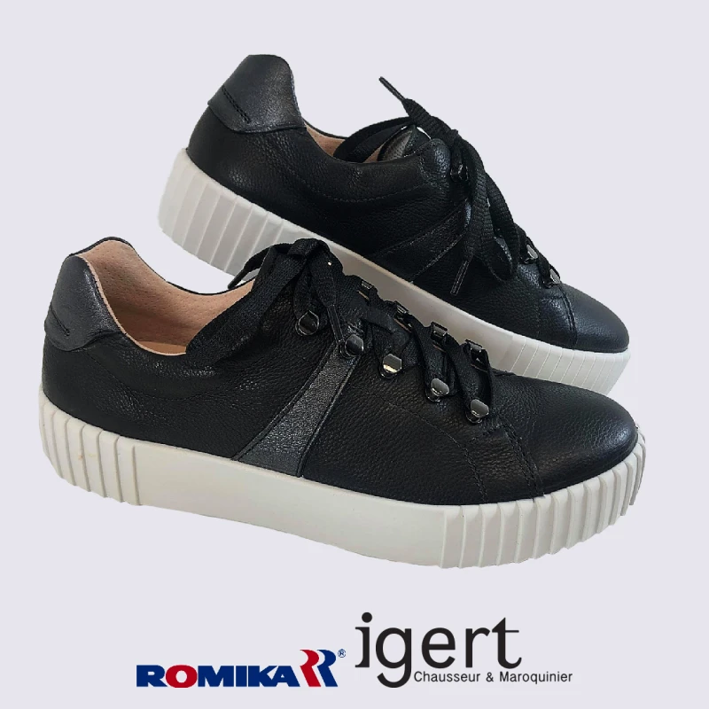 Baskets Romika, Baskets Semelles épaisses Femme En Cuir Noir – Image 3