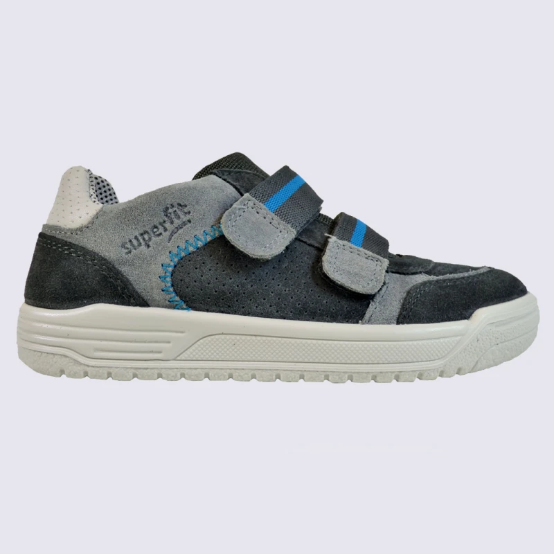Baskets Superfit, Baskets à Velcros Garçon En Cuir Gris