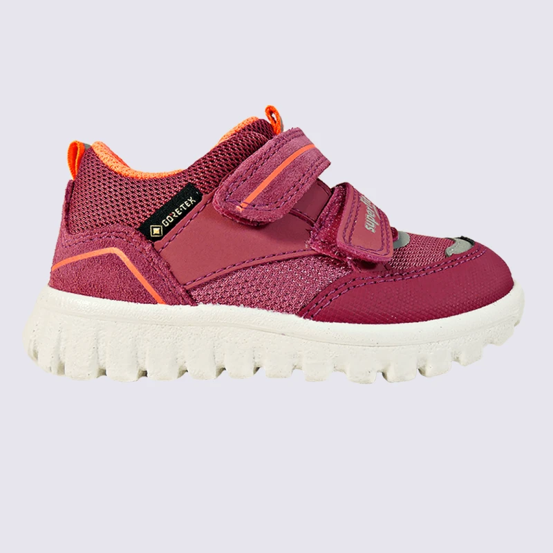 Baskets Superfit, Baskets Tendances Filles En Cuir Et Textile Rose Et Orange