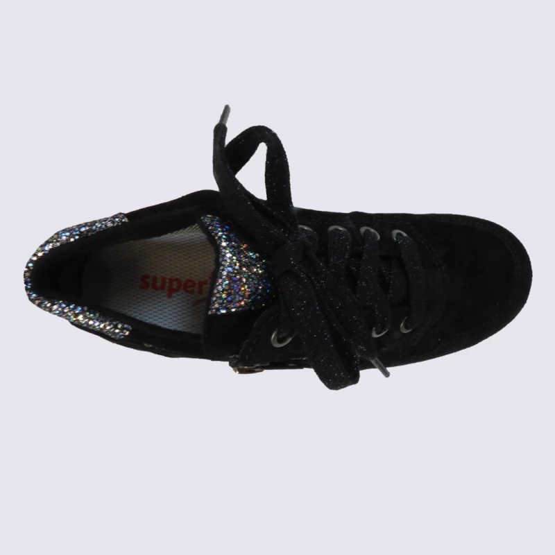 Baskets Superfit, Baskets Tendances Filles En Cuir Noir – Image 3