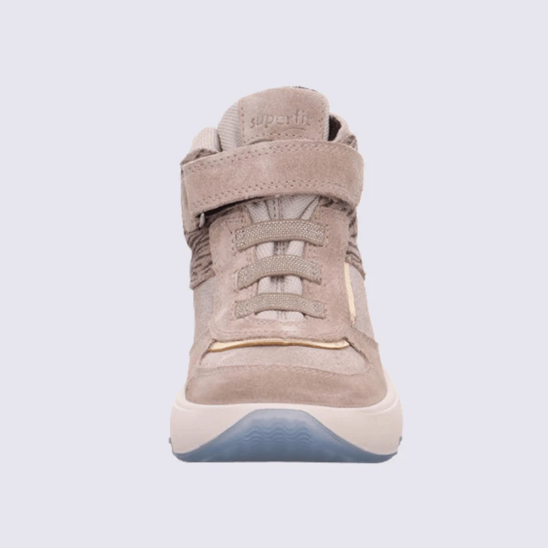 Baskets Superfit, Baskets Tendances Filles En Cuir Nubuck Beige – Image 3